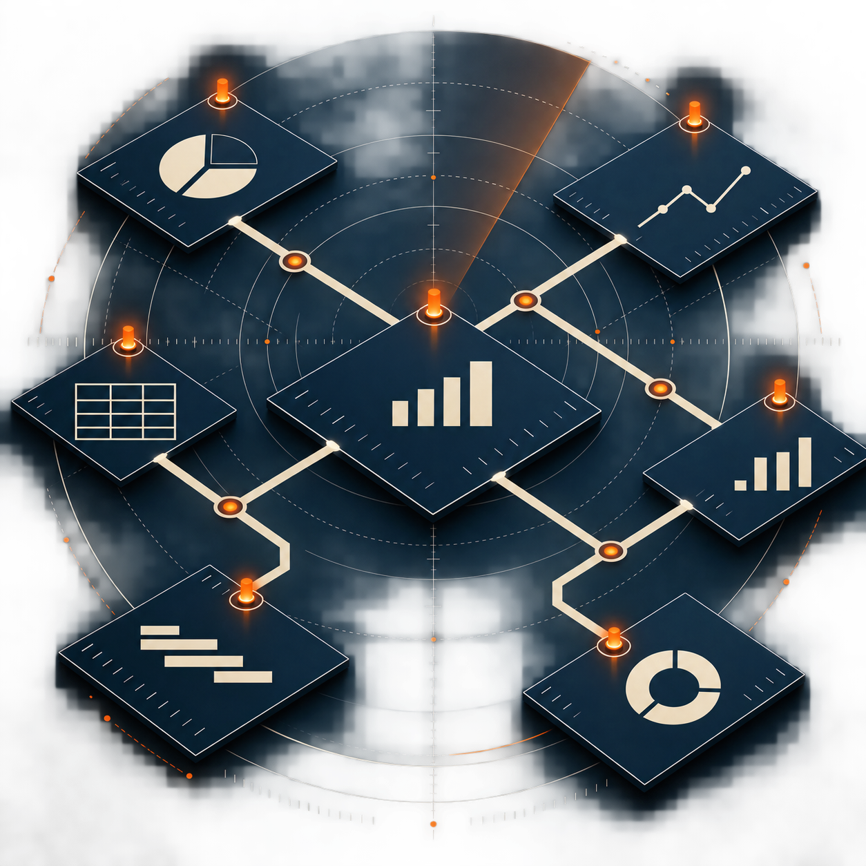 Panneaux de reporting reliés par des balises